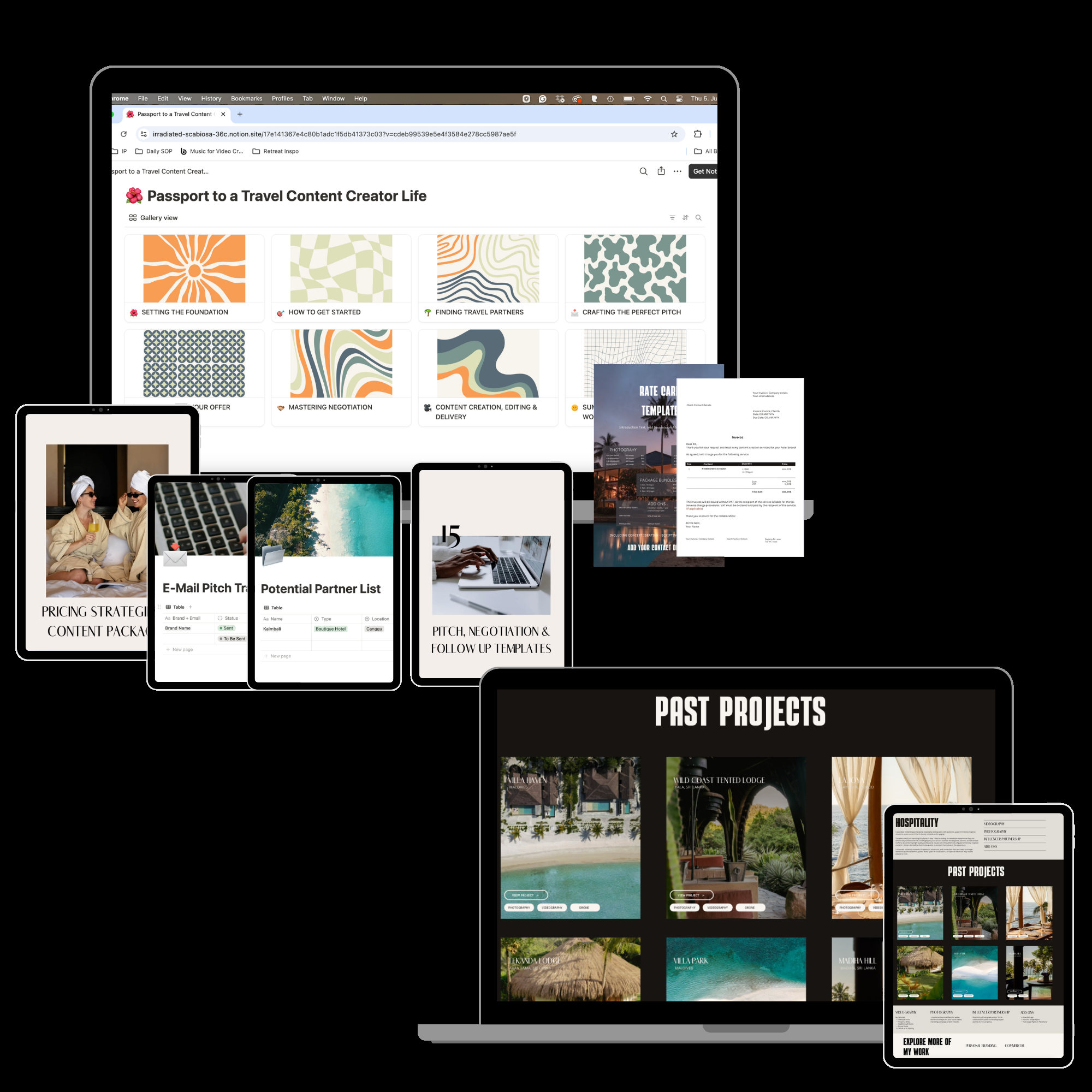 Course content overview — modules, templates and trackers